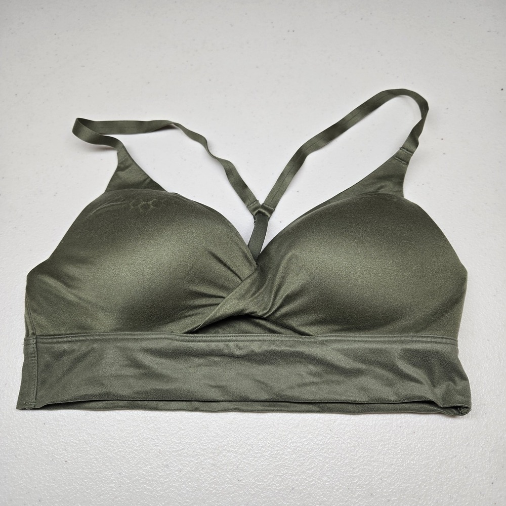 Victoria's Secret Women Bra 32B Olive Green Longline Wireless Strap READ